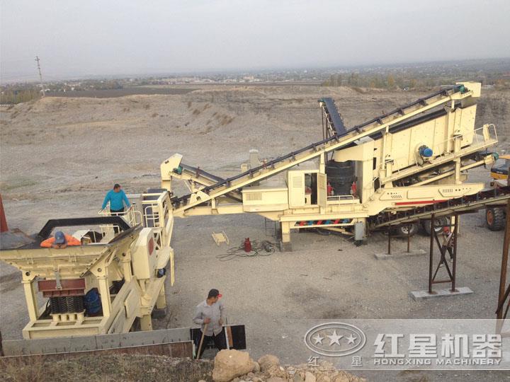 時產200方全自動碎石機生產現場，出料均勻，粒形好看