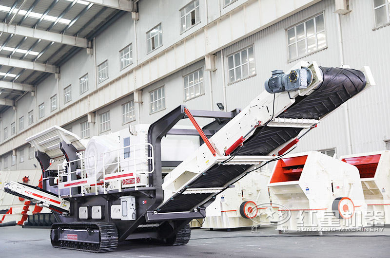 整套大型柴油流動(dòng)打石子機(jī)(履帶顎破一體機(jī))車間圖